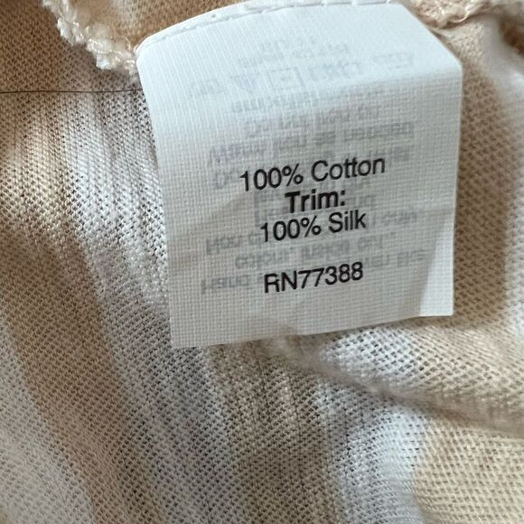 J CREW Silk Sequin Trim Tan & Silver Stripe Cotton High Neck Sleeveless Top S - Picture 8 of 8